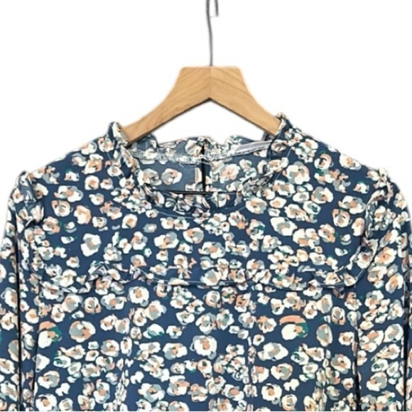 Michelle McDowell Floral Ruffle Neck Long Sleeve Top Size Medium - Picture 4 of 13